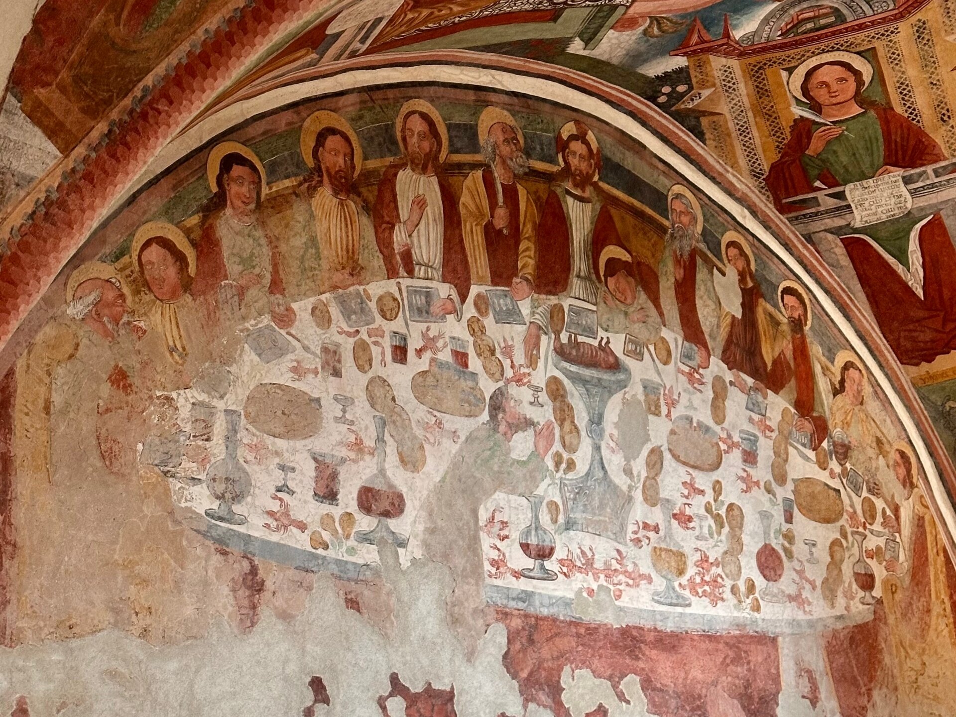 Affresco San Lorenzo Dorsino Tredici Apostoli Gamberi Rossi Affresco Cristoforo Baschenis