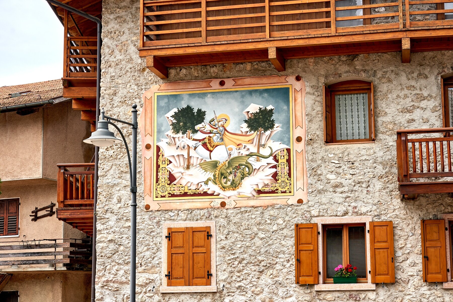Murales dedicato a San Giorgio a Dorsino.